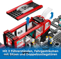 LEGO City Straßenbahn mit Bahnhof, Geschenkidee für Fahrzeugspielzeugfans ab 7 Jahren, mit 6 Minifiguren und einem Blindenhund zum Rollenspiel, Bauspielzeug 60423 Bausets Besuchen Sie den LEGO-Store
