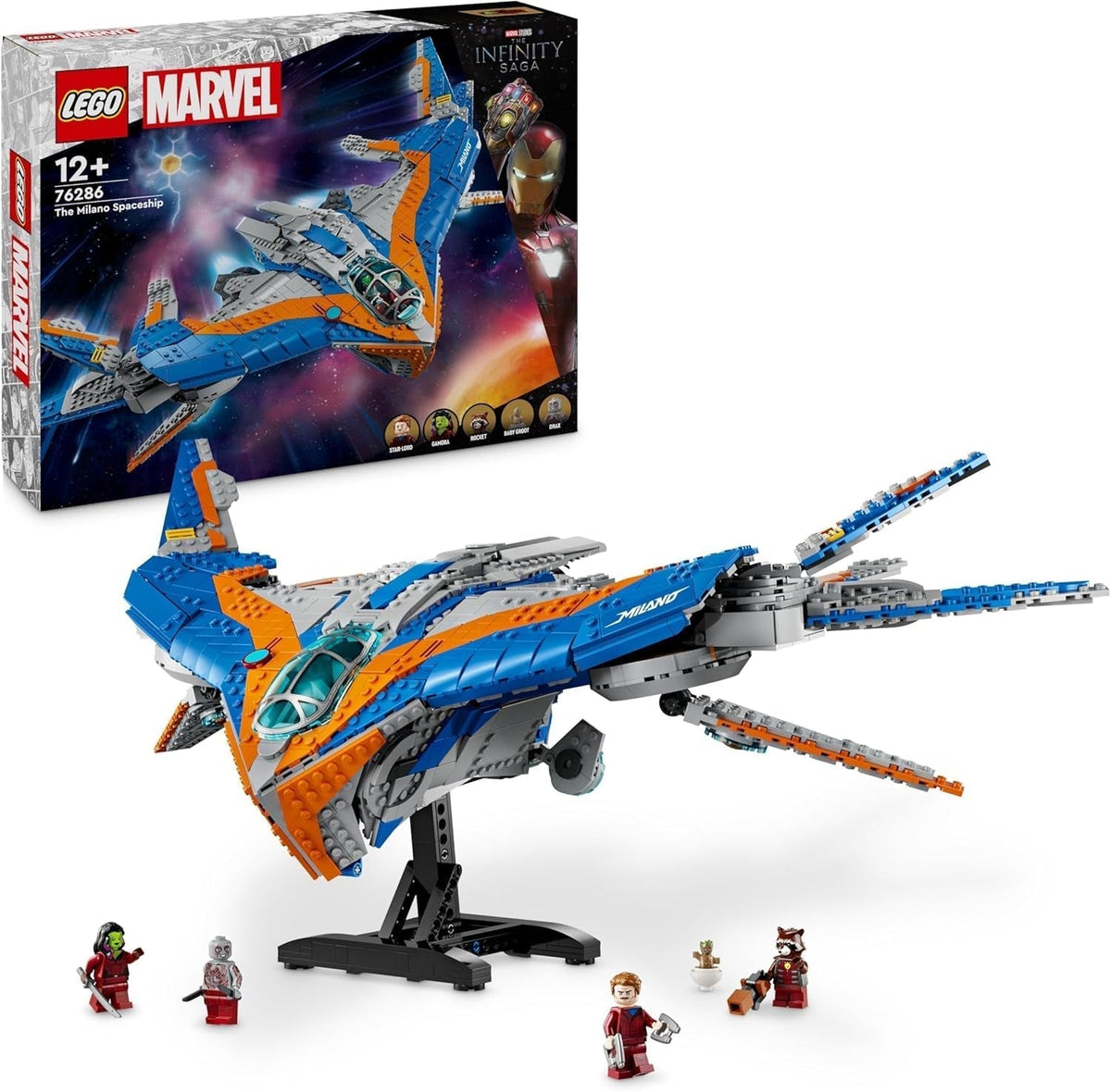 LEGO Marvel Guardians of the Galaxy: Das Milano Building Raumschiffmodell mit 4 Superhelden-Minifiguren Avengers Flyer für Weltraumabenteuer Geschenk für Jungen und Mädchen 76286 Bausets Besuche den LEGO-Store Standardtitel