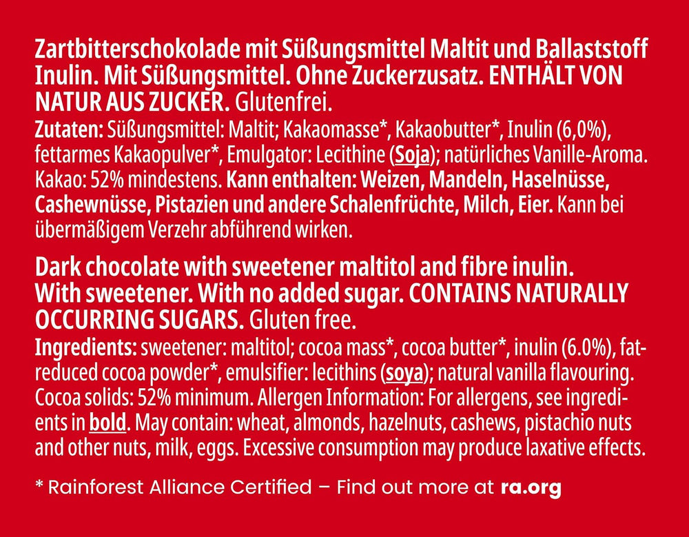 Frankonia dunkle Schokolade ohne Zuckerzusatz, 80 g