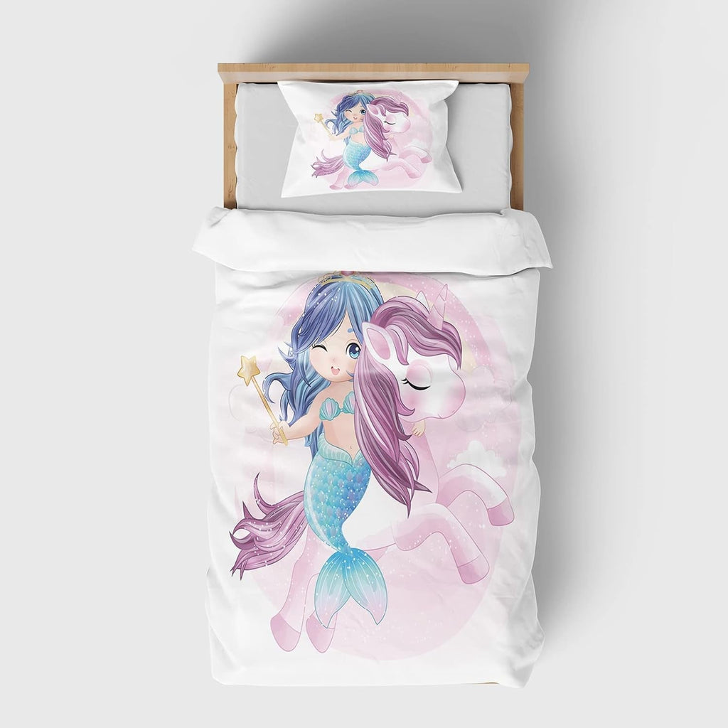 Lenjerie de pat pentru fetite, diverse modele specifice, microfibre din poliester Lenjerie de pat - copii Naty Shop Unicorn A 155X220 Cm