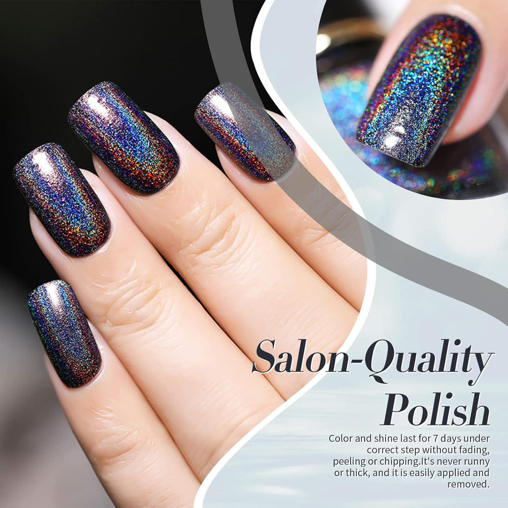 Born Pretty Glitzer-Nagellack, Rainbow Shining Glitter Super Shine Black Nail Art Nagellack