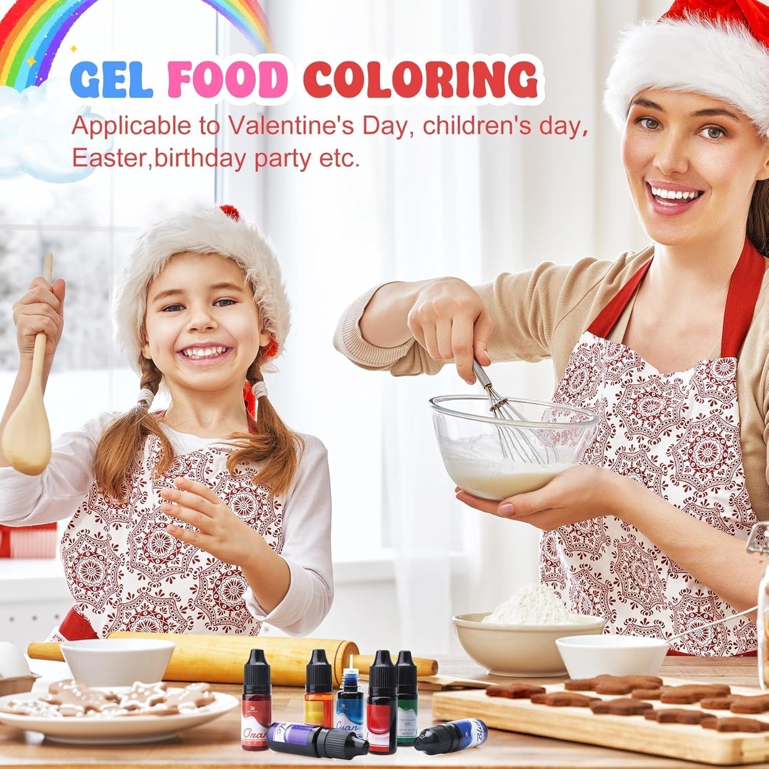 Colorant alimentar gel - 7 x 15 ml Coloranți alimentari concentrați în culorile curcubeului pentru decorarea torturilor, copt, fursecuri, macaroane - Colorant alimentar fără zahăr pentru băuturi, decorarea torturilor, slime DIY