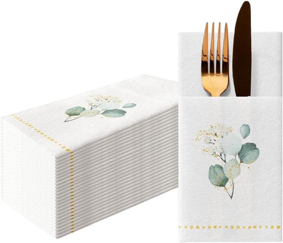 PAW - Șervețele pentru tacâmuri Airlaid - asemănătoare cu țesătura (pliere de 1/8) | 25 bucăți | Ideal pentru nunți, botezuri, comuniuni, zile de naștere | Saci de șervețele pentru tacâmuri | Monocolor, auriu