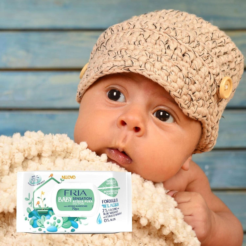 Baby Sensation Windelwechseltücher mit reinem Wasser, 98 % gereinigte Wasserformel mit hautreinigender Wirkung, dermatologisch getestet, Sparpaket Baby Wet Wipes Naty Shop