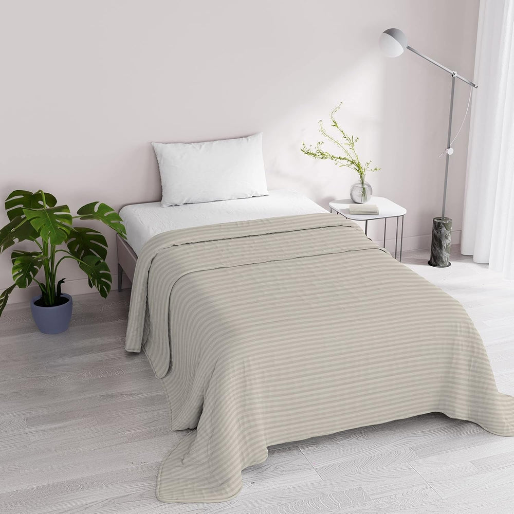 Sommerdecke Satin Stripes, Polyester, Creme, 260X250 cm Bettdecken und Steppdecken Naty Shop Turteltaube 170X250 cm
