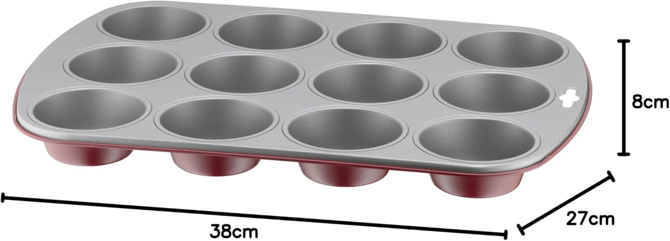 Original Kaiser Classic plus Muffinform Für 12 Muffins, Muffinform Blech 38X27 Cm, Antihaftbeschichte, Standardgröße, Cupcake Formen, Muffin Backform, Rot Formen und Backbleche Naty Shop