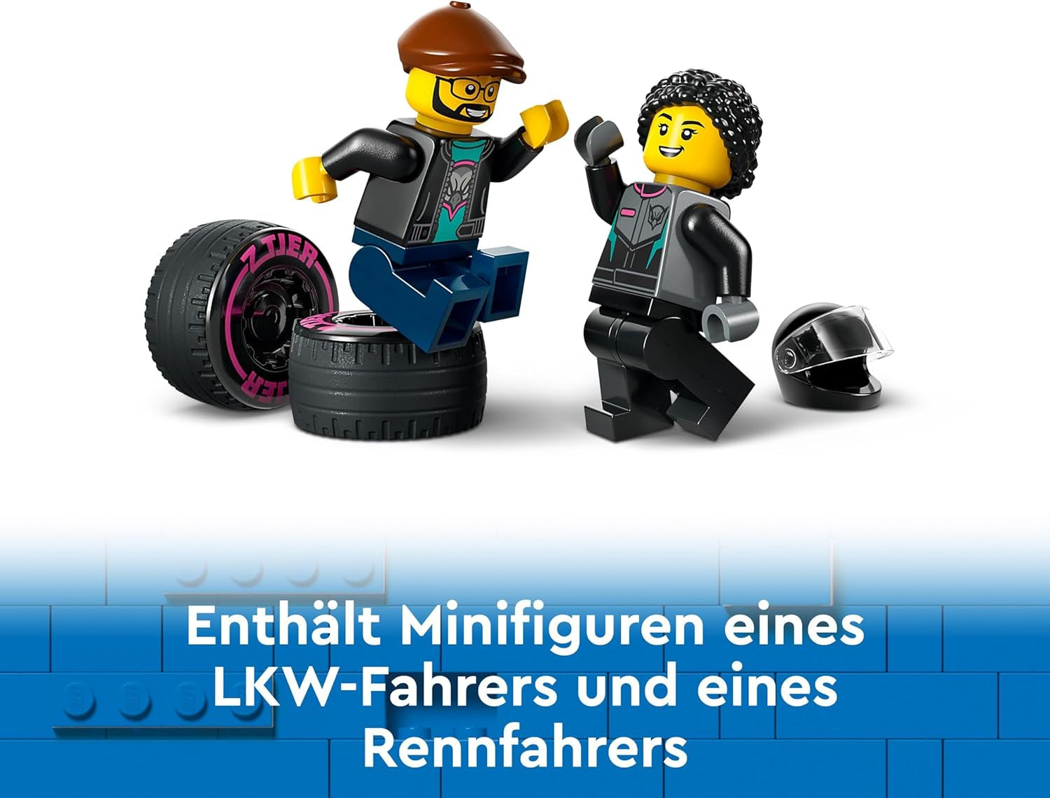 LEGO City Autotransporter mit Rennwagen, Spielzeug-LKW mit verstellbarer Laderampe und Rennwagen, Bauset mit 2 Minifiguren, Rennfahrer und LKW-Fahrer, für Kinder ab 6 Jahren 60406 Bausets Besuchen Sie den LEGO-Store