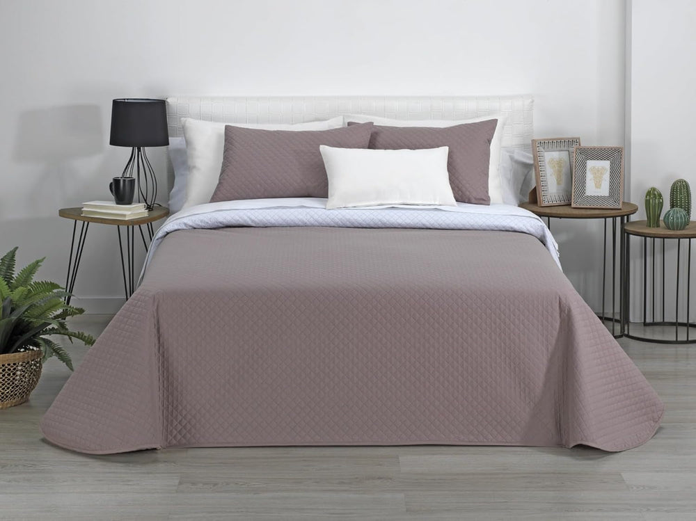 Estoralis | AVA | Wende-Boutique-Steppdecke | Für alle Jahreszeiten | Farbe - Weiß/Taupe | Für Bett 180 cm. (270 x 270 cm. Ancho X Alto) | Steppdecke Quilts und Quilts Naty Shop Standardtitel