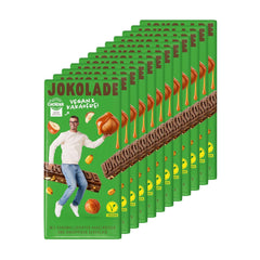 JOKOLADE 12 Riegel x 140g Sparpaket | Mit karamellisierten Erdnüssen und knusprigen Cerealien | Vegan und kakaofrei