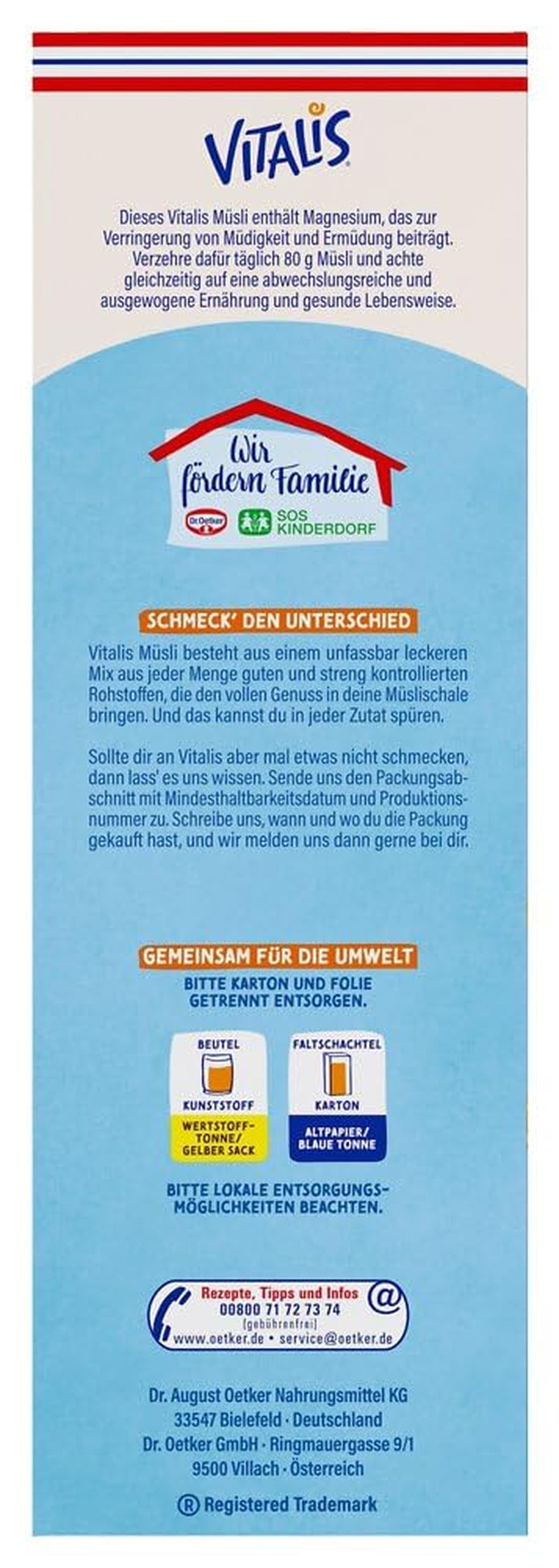 Dr. Oetker Vitalis Less Sweet Crunchy Pure: Knuspermüsli mit 30 % weniger Zucker, 5er Pack (5 x 600g)