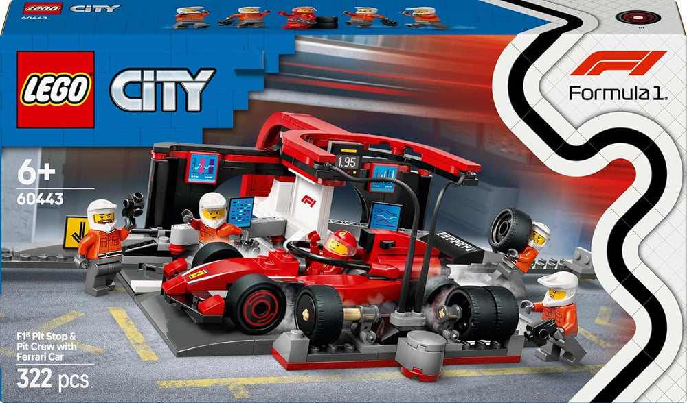 LEGO City F1 Boxenstopp mit Team und Ferrari Speedster – Formel-1-Boxenstopp-Set mit 1 Rennfahrer und 4 mechanischen Minifiguren – Rennauto-Spielzeug für Jungen und Mädchen ab 6 Jahren – 60443 Bausets. Besuchen Sie den LEGO-Store