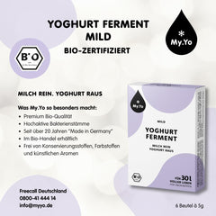 Bio Joghurtferment Mild | 6x5 gr | Joghurtkulturen für bis zu 30 L selbstgemachten milden Joghurt