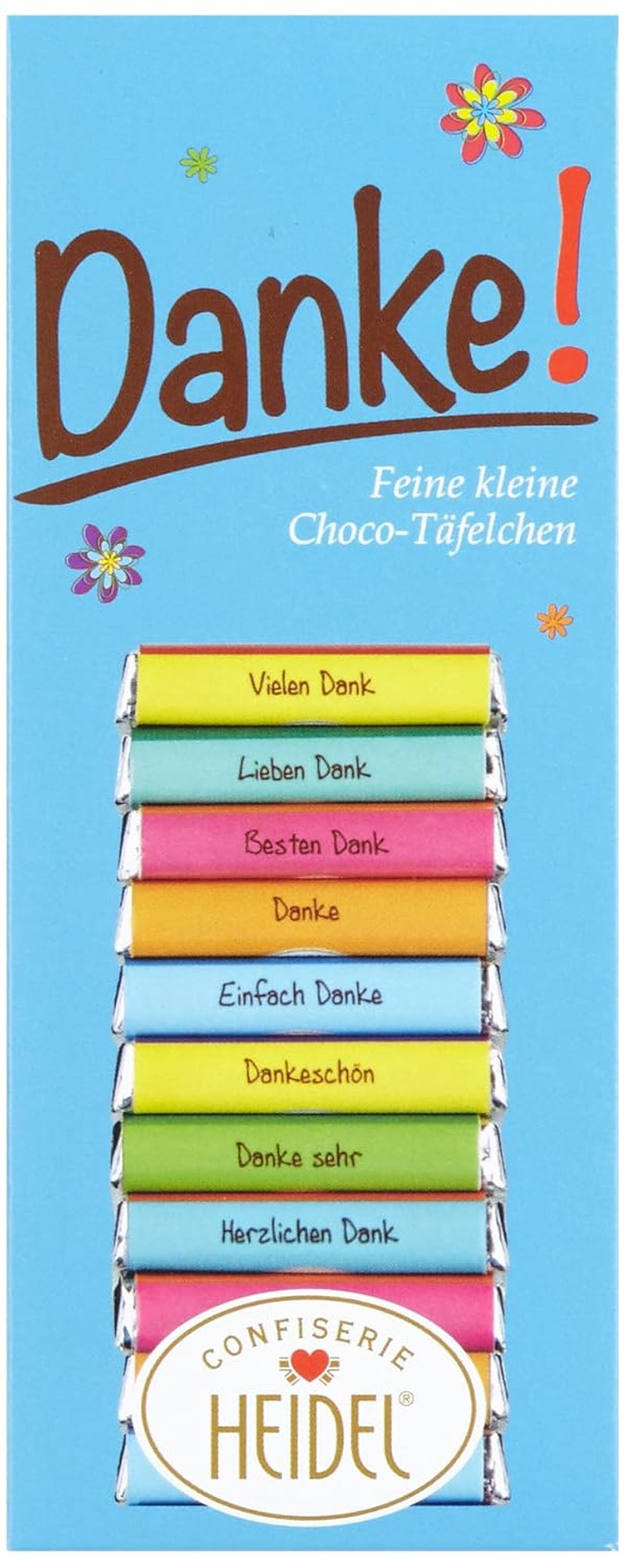 Heidel Thank You Milchschokoladentafeln 3x80g, 16 Minitafeln à 5g pro Packung, Verschiedene Dankesbekundungen, Exquisite Geschenkidee