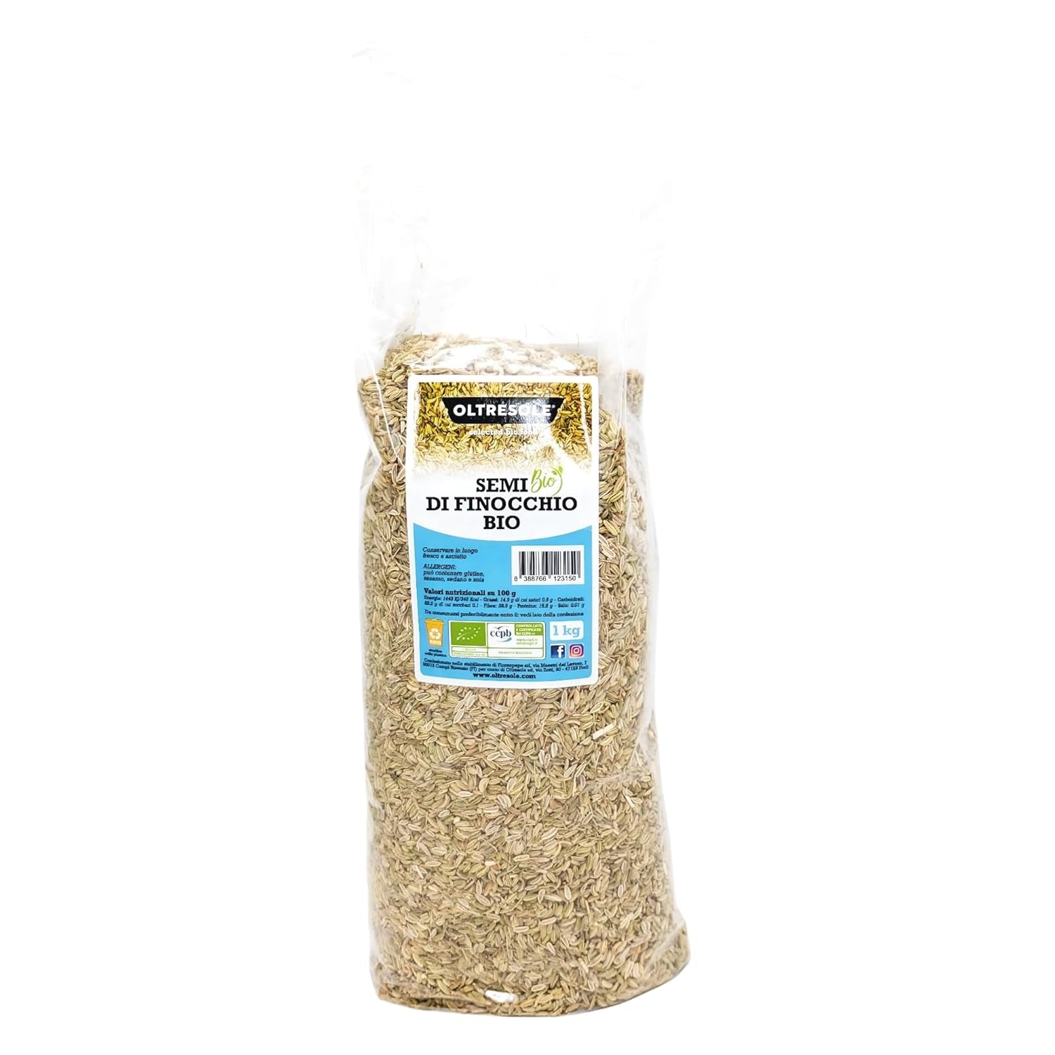 Bio-Fenchelsamen, 3 kg, ganze Bio-Samen, ideal für Kräuter-Verdauungstees und Rezepte, perfekt zum Backen, praktische Größe