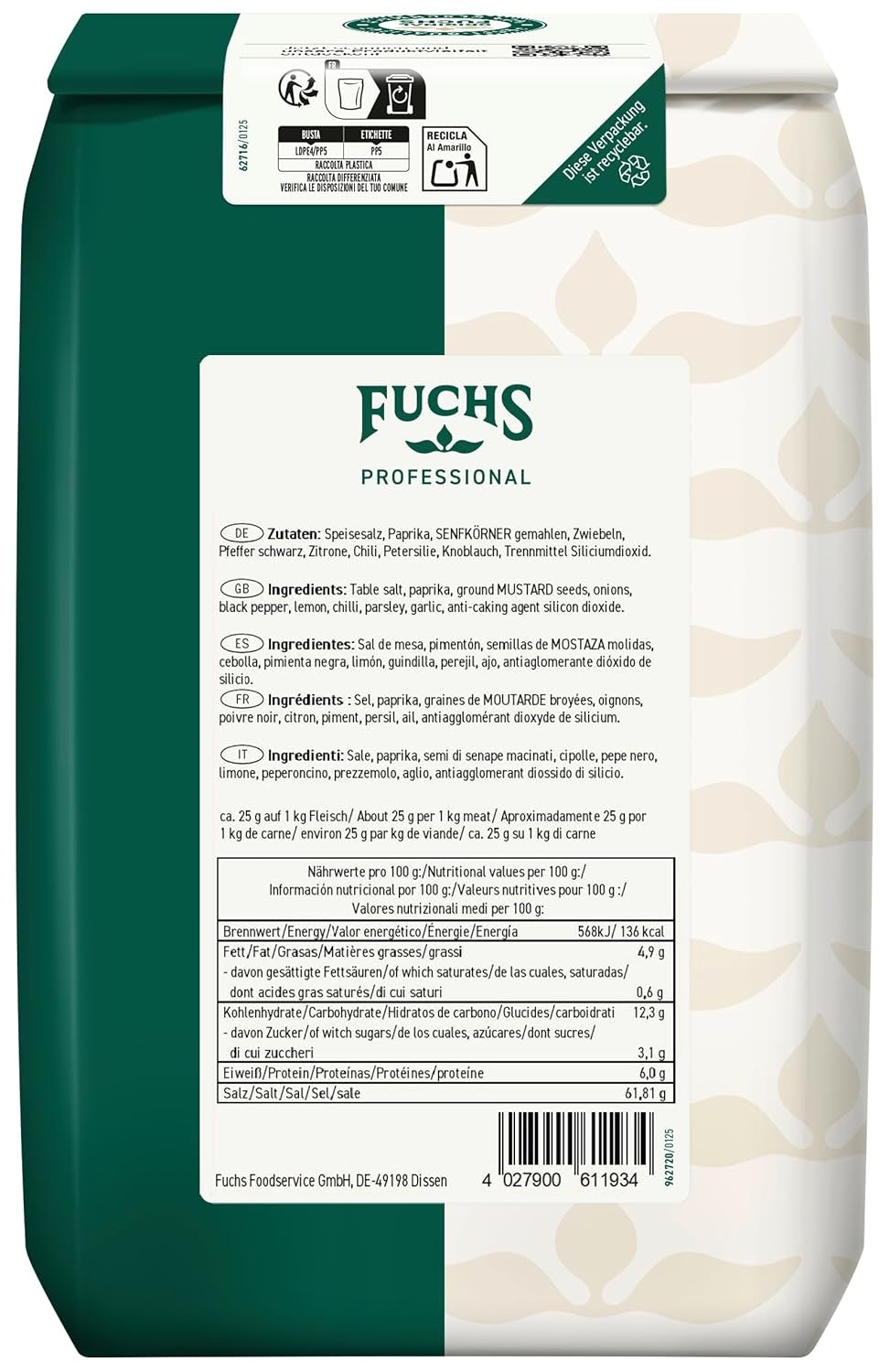 - Kotelett und Schnitzel Gewürzsalz | Grill-Würzmischung für Kurzgebratenes | Profi-Qualität für Großverbraucher | 1,5 kg recycelbarer Beutel