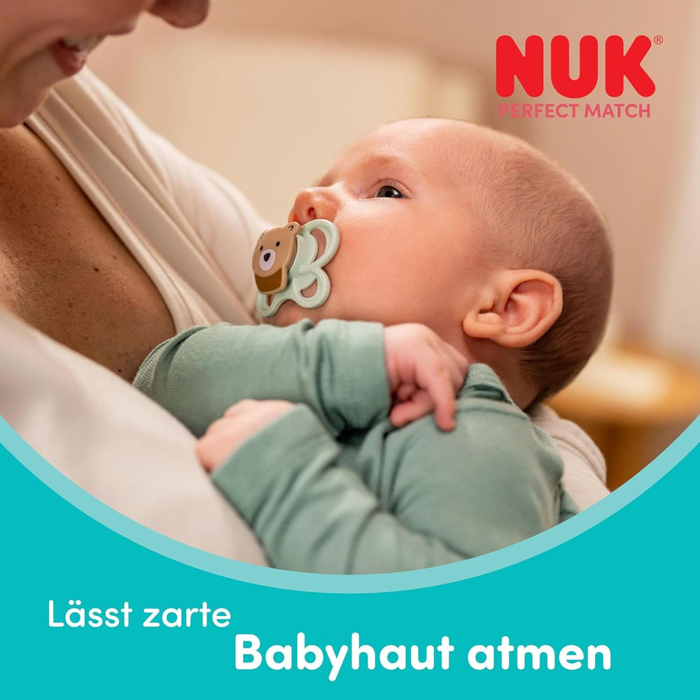Suzete NUK Perfect Match Air pentru bebeluși | 0-6 luni | Suzete ortodontice care promovează circulația aerului și previn erupțiile cutanate cauzate de salivație | Acceptare 95% de către bebeluși** | Disney Winnie the Pooh | Pachet de 2