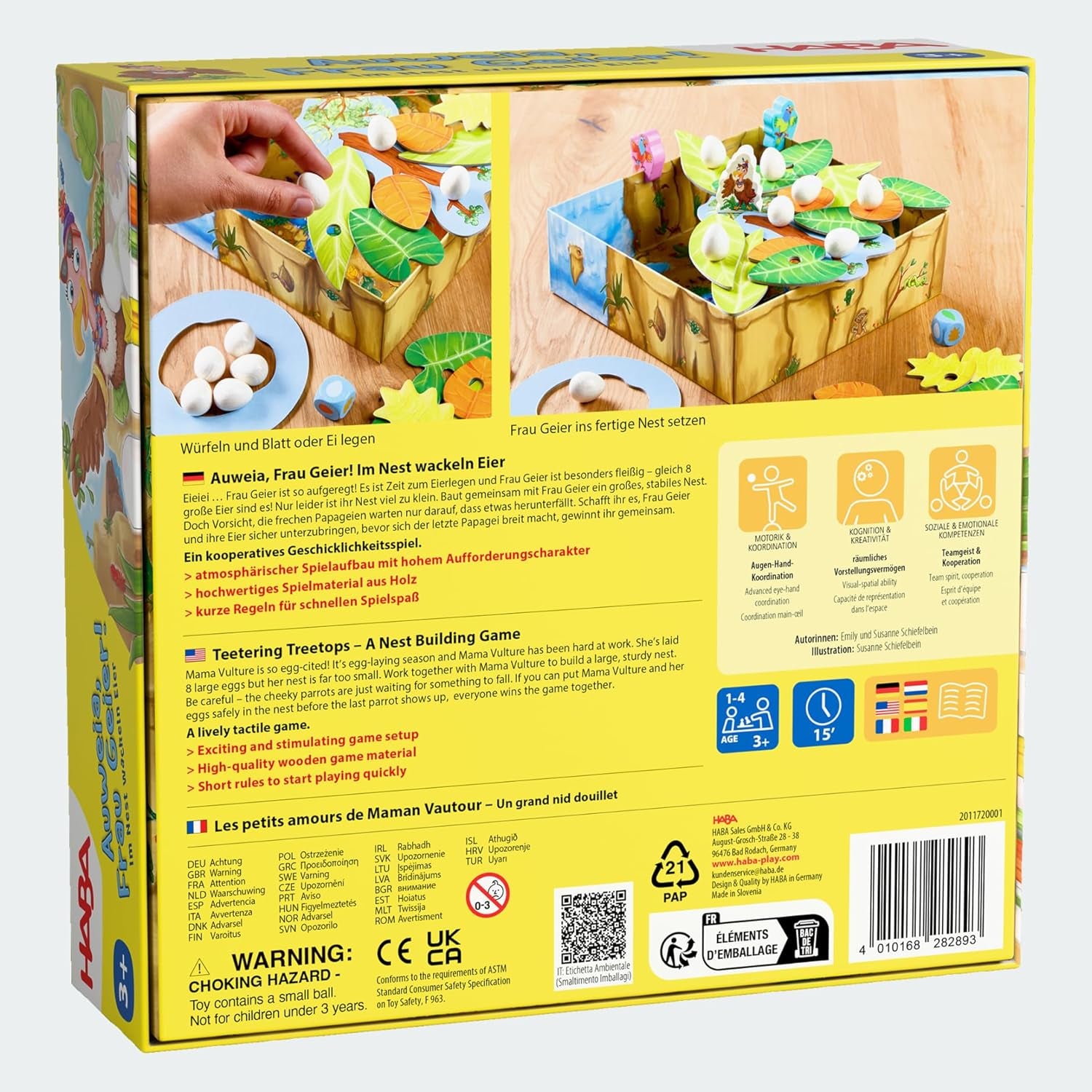 HABA Wehe mir, Lady Eagle! – Spannendes Nestbau-Geschicklichkeitsspiel aus Holz für Kinder ab 3 Jahren – 2011720001