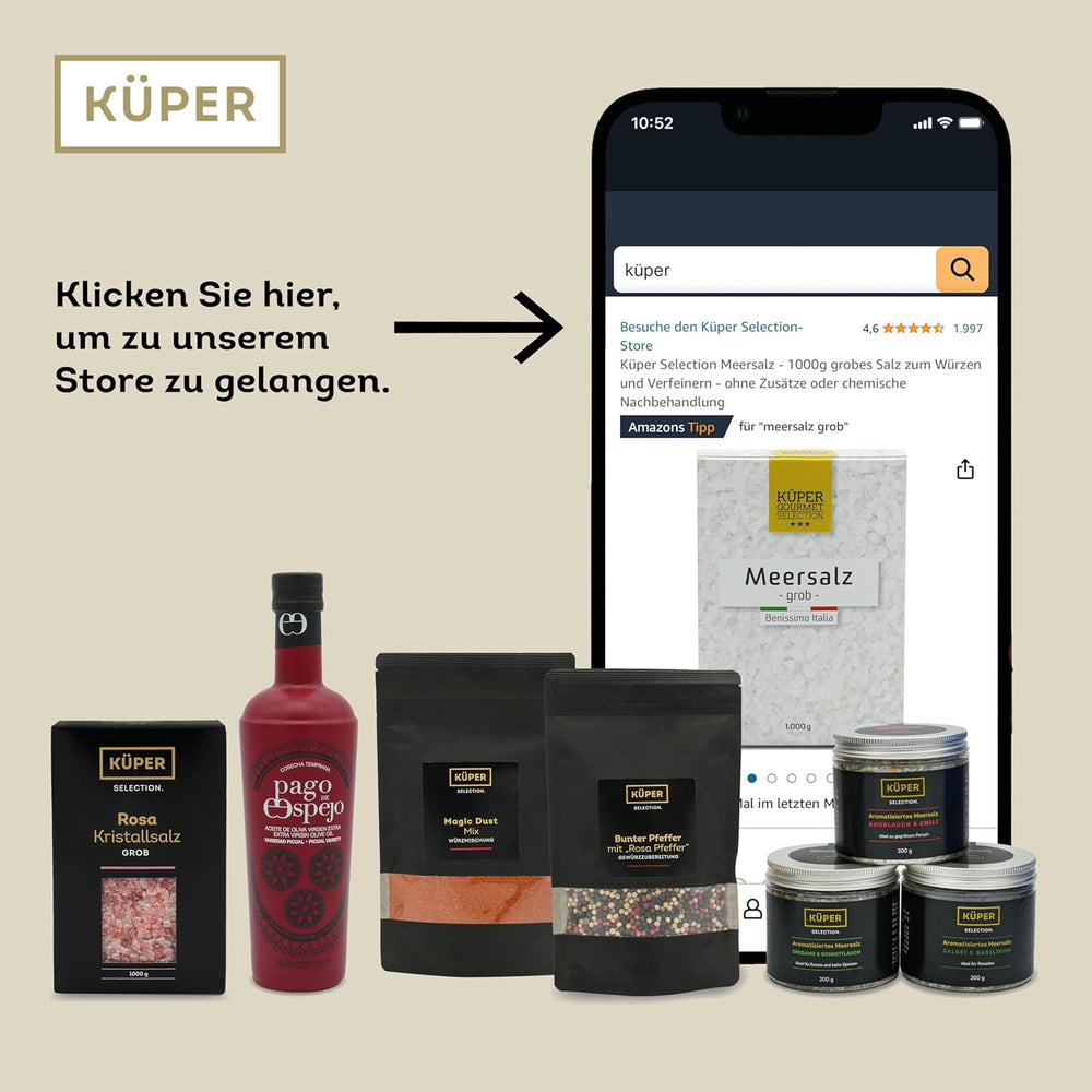 Küper Selection 1000g Kristallsalz rosa fein - rosa Speisesalz zum Würzen und Verfeinern - 100% natürliches Salz
