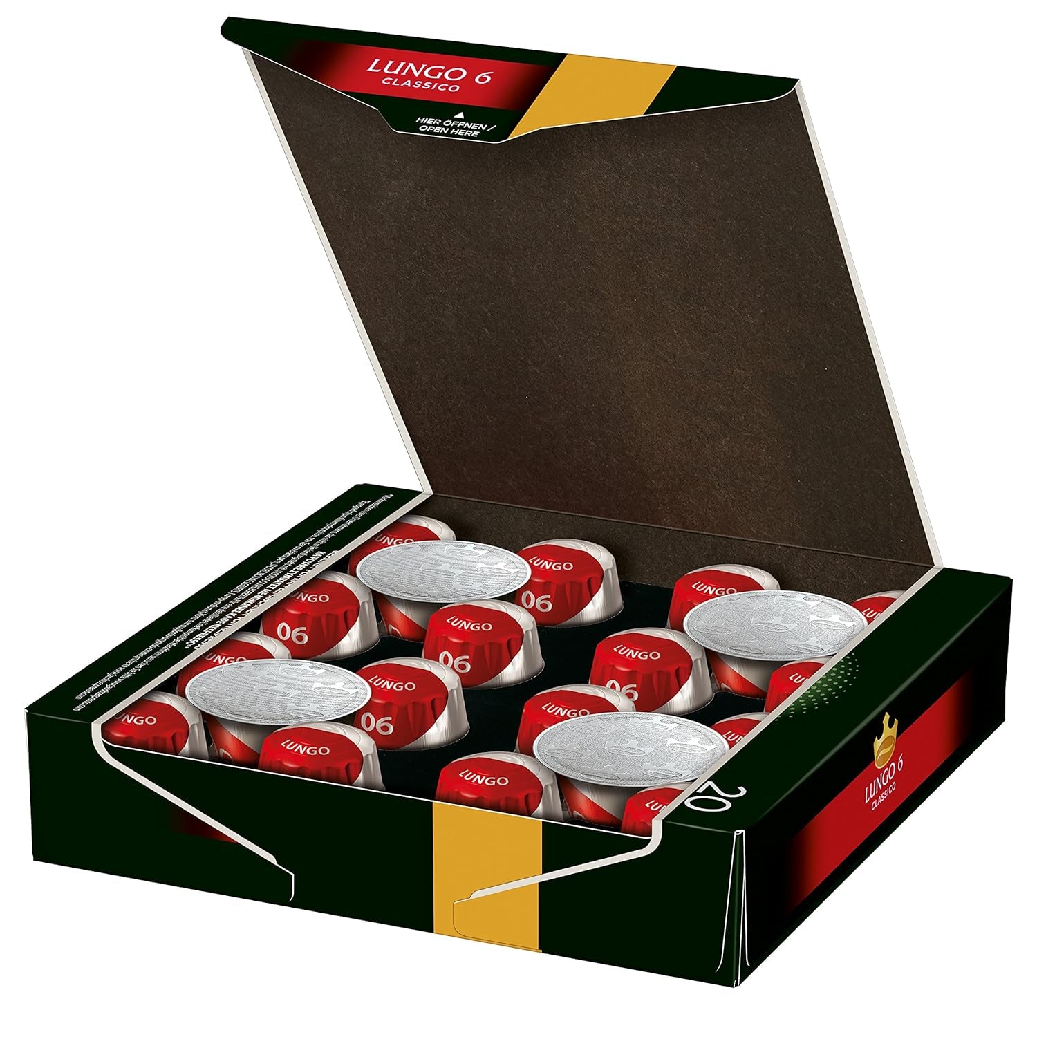 Kaffeekapseln Lungo Classico, Intensität 6 von 12, 20 Nespresso®* kompatible Kapseln, 10 x 20 & Kapseln Espresso Classico, Intensität 7,100 Nespresso®* kompatible Kaffeekapseln, 10x10 Getränke