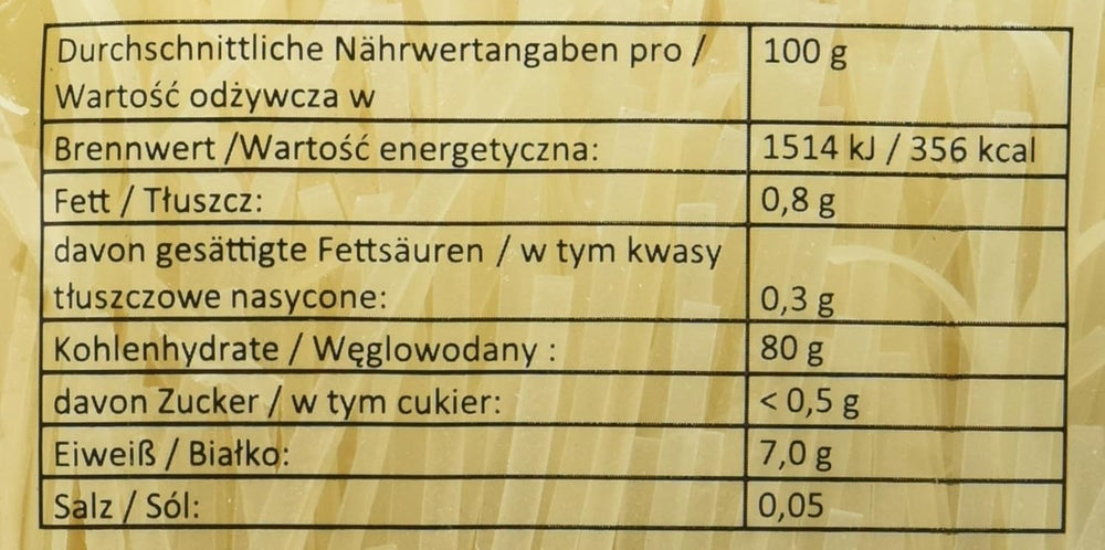 Reisnudeln – Thailändische, 3 mm breite Reisbandnudeln, hergestellt aus Reismehl – ​​17 x 400 g