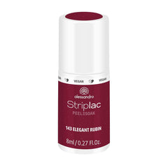 UV-Nagellack alessandro Striplac Elegant Ruby – Zart und langanhaltend – Einfache Entfernung dank Peel-Off-Entfernungstechnologie – Vegan und tierversuchsfrei – 8 ml