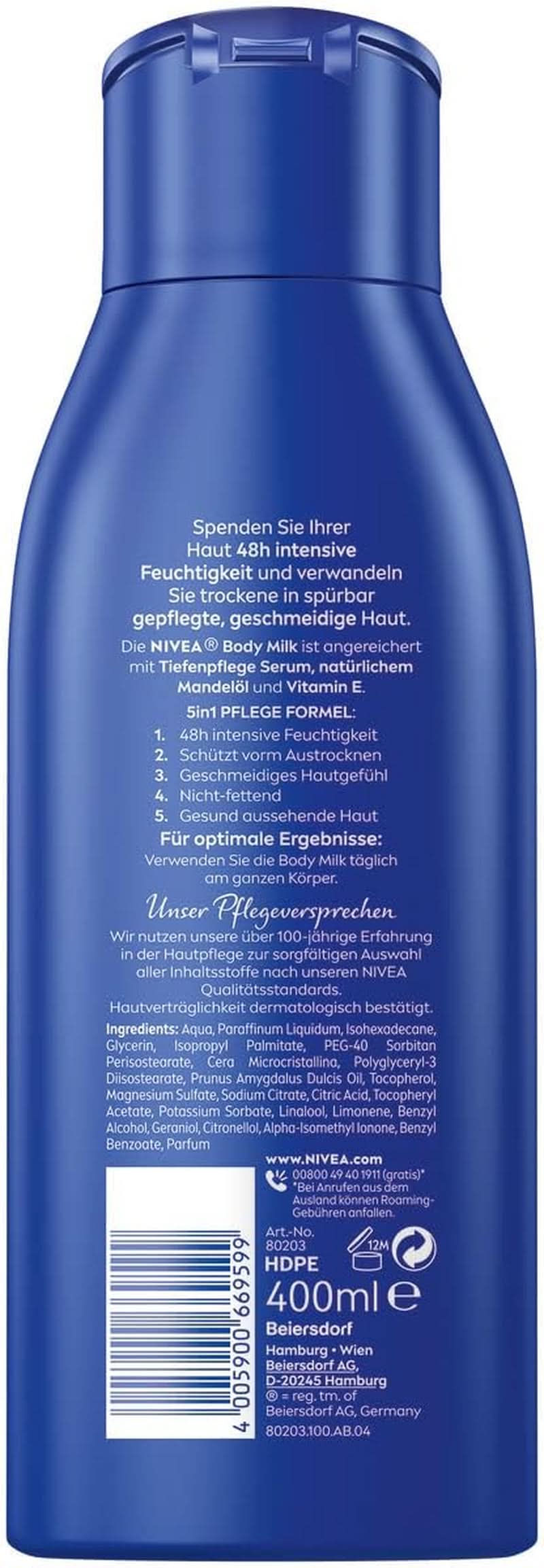 NIVEA Rich Body Milk, intensiv pflegende Körpercreme mit Mandelöl, 400 ml Dusche und Bad Naty Shop