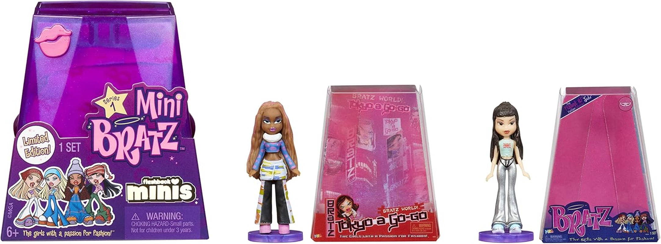 Păpuși Bratz Miniverse MGA's Y2K Nostalgia Flashback Minis Ediție Limitată - PACHET SURPRIZĂ - 2 păpuși Bratz Mini și ambalaj de prezentare - Cadou excelent pentru copii și colecționari cu vârsta de peste 6 ani