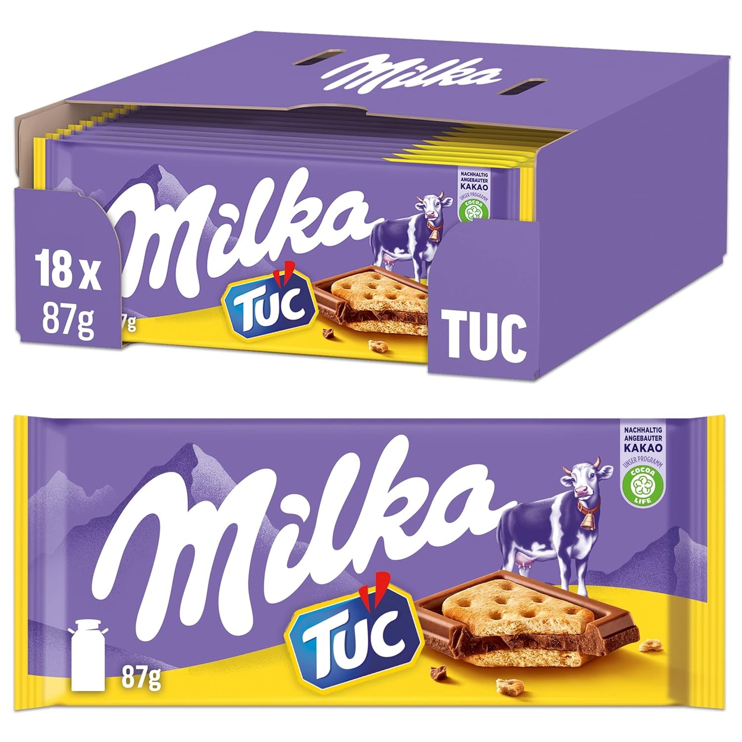 Milka Cow Spots – Alpenmilchschokolade mit weißer Schokolade im Kuhspot-Design – 24 x 90g