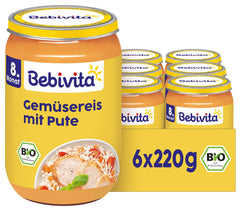 Mahlzeiten ab 8 Monaten: Reis mit Gemüse und zartem Truthahn, 220g, 6er Pack (6x220g)