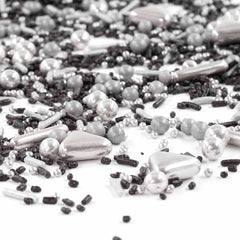 Streusel Glück Black Beauty, Mix Sprinkles Silver - Schwarz, 90 Gramm Sprinkles Naty Shop