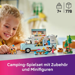 LEGO Friends Wohnmobil, Bauset für Rollenspiele mit einem Spielzeug Wohnwagen, Geschenk für Mädchen ab 7 Jahren, kreatives Spielset mit 3 Minifiguren und Ferretchen Tierfigur 42663