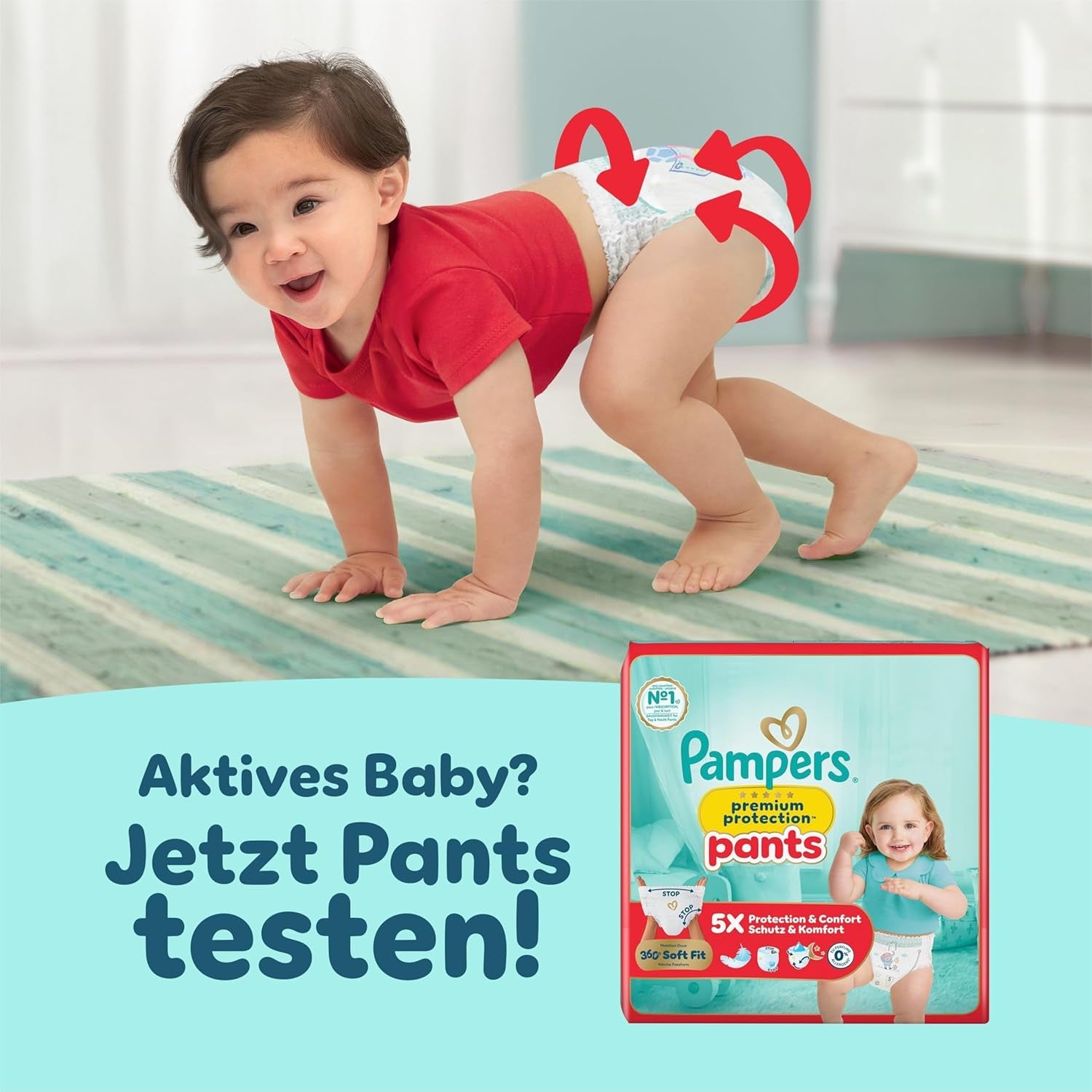 Pampers Premium Protection Größe 6, 144 Windeln, 13 kg–18 kg, unser Nr. 1 Haut- und Auslaufschutz