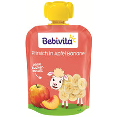 Quetschbare Pfirsich-, Apfel- und Bananenbeutel – 16 (4er-Packung, je 4 x 90 g), ohne Zuckerzusatz, glutenfrei, ideal für Snacks zum Mitnehmen und zum Selbstverzehr