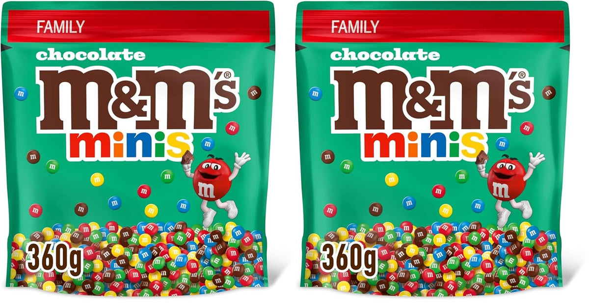 M&M's Chocolate Minis, Schokolade, 1 x 324 g, Schokoladenlinsen (324 g) (2er-Pack)