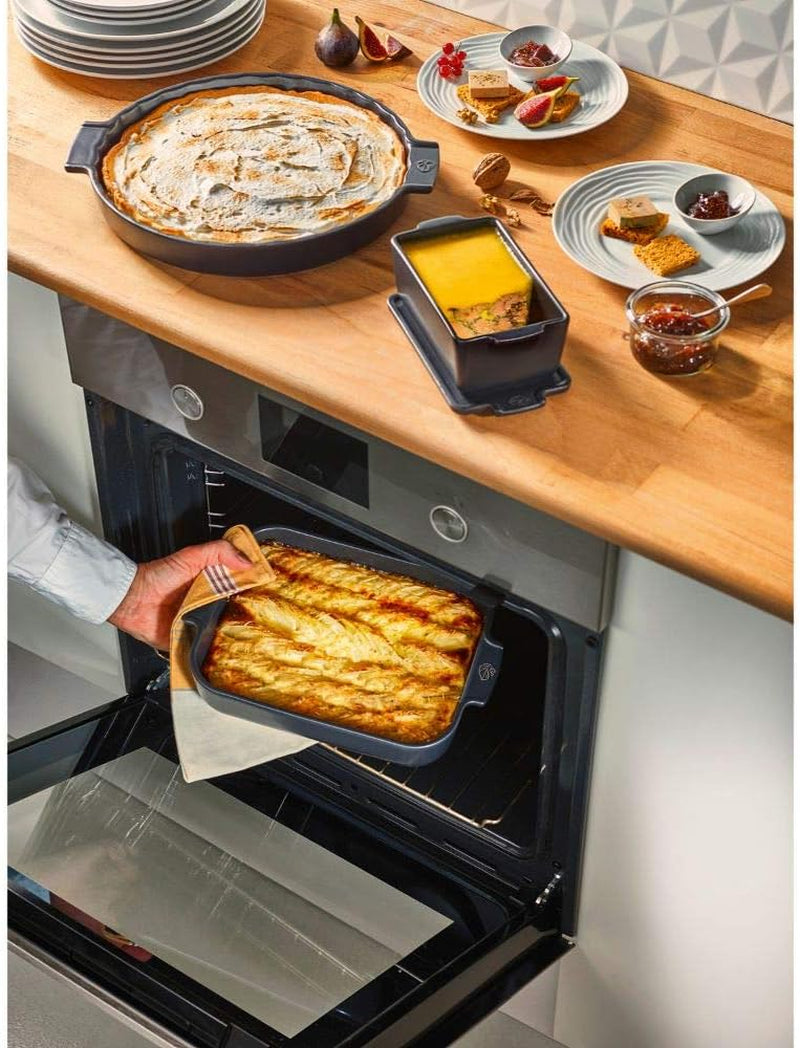 Peugeot Appolia Rechteckige Auflaufform Mit Griffen, Keramik, Schiefer / Grau, 8.3X40.5X27.2 Cm, Fassungsvermögen: Ca. 4 L, 60022 Formen und Bleche zum Backen Naty Shop