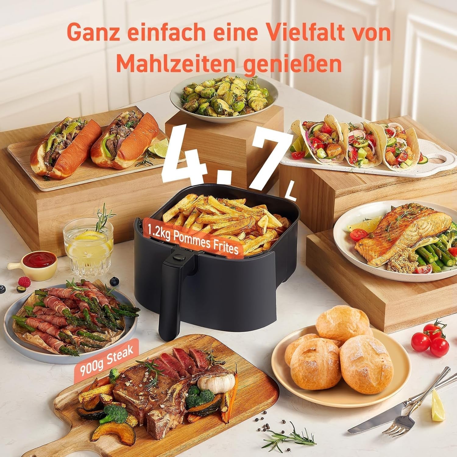 COSORI Airfryer, 7-in-1-Heißluftfritteuse 4,7 l, max. 230 °C und 55 dB Geräuschpegel, über 100 Rezepte, Haushaltsgeräte, Naty Shop