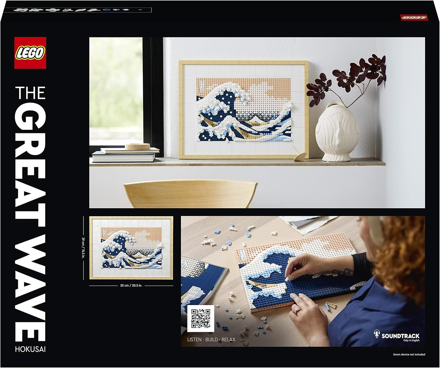 LEGO 31208 Art Hokusai - Marele val, decorațiuni de perete japoneze 3D, set de artizanat, pânză de ocean încadrată, hobby-uri pentru adulți, DYI, decorațiuni pentru casă și birou Seturi de constructie Besuche den LEGO-Store