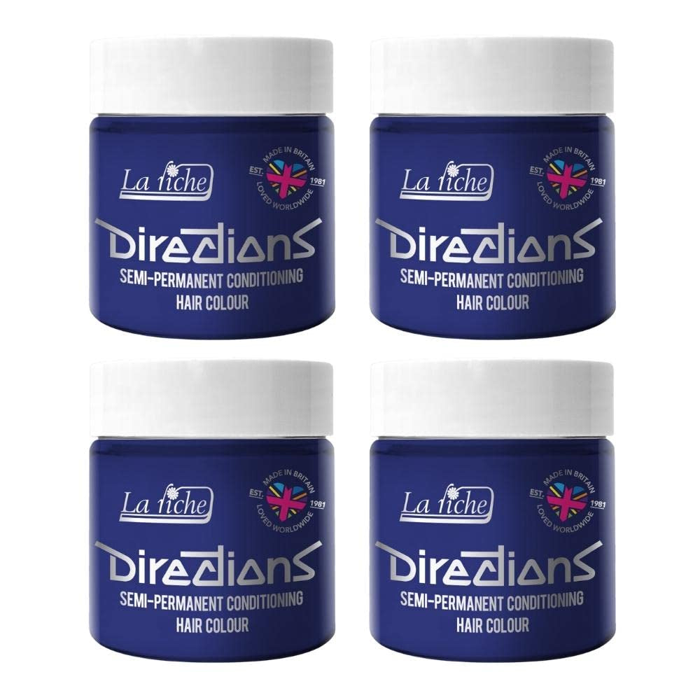 Culoare de păr semipermanentă Directions 100 ml cutie 4 pack (Pillarbox Red) Vopsea pentru par Naty Shop Neon albastru 100 Ml (pachet de 4)