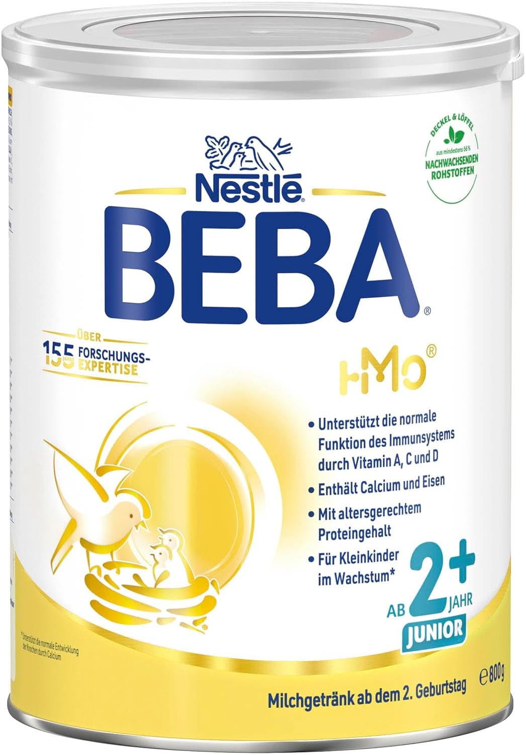 BEBA Junior 2+ Milchgetränk zum 2. Geburtstag, HMO 2'-FL Babynahrung, nur Laktose, frei von Palmöl, Packung 6 (6 x 800 g) Mutter und Baby Naty Shop