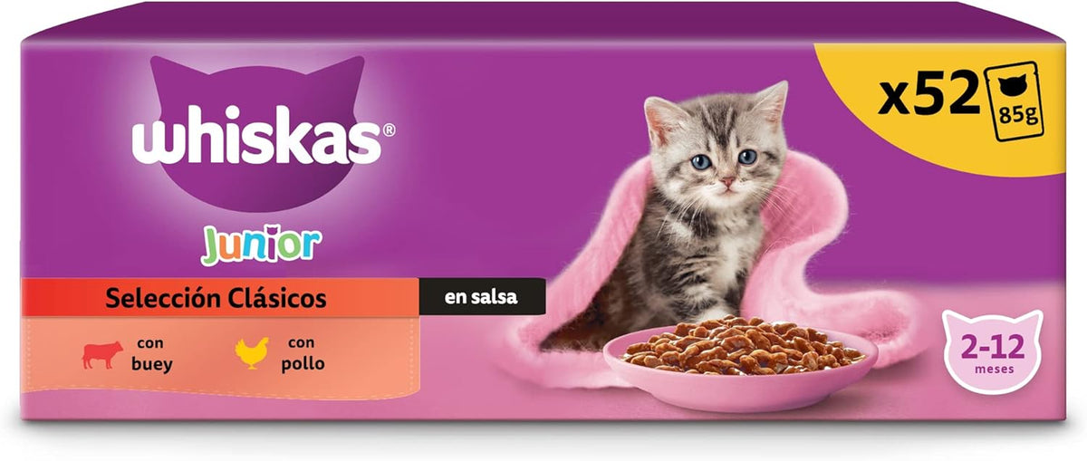 Hrană umedă pentru pisici Whiskas, Junior Classic, 13 x 4 x 85 g