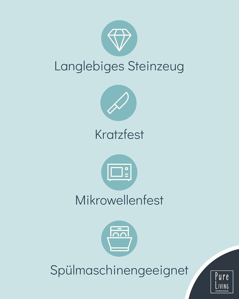 Set de veselă din gresie ceramică, format din 18 piese, pentru 6 persoane, design Ibiza, CÂȘTIGĂTOR AL TESTULUI. Un set de veselă mediteranean superb, din gresie ceramică, inclusiv boluri și farfurii. Set de veselă Pure Living în albastru fumuriu.