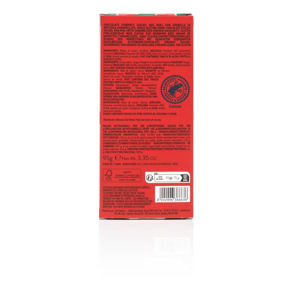 Venchi-Milchschokolade mit ganzen Haselnüssen aus dem Piemonteser Wald g.g.A., 100 g – glutenfrei