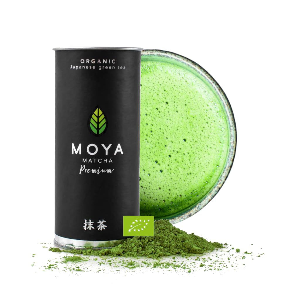 Ceai verde organic Moya Matcha pulbere | 100 g calitate premium pentru ceremonie | Cultivat și recoltat organic în Uji, Japonia | Ceai verde pulbere Matcha | Ideal pentru ceremonia japoneză a ceaiului cu apă