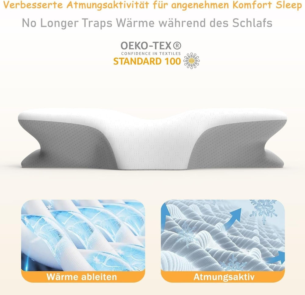 Pernă cervicală din spumă de memorie ergonomică pentru gât cu capac detașabil, lavabil, pentru somn ortopedic, dureri de gât și dureri abdominale (55X35X13 Cm) Perne ortopedice cervicale Naty Shop