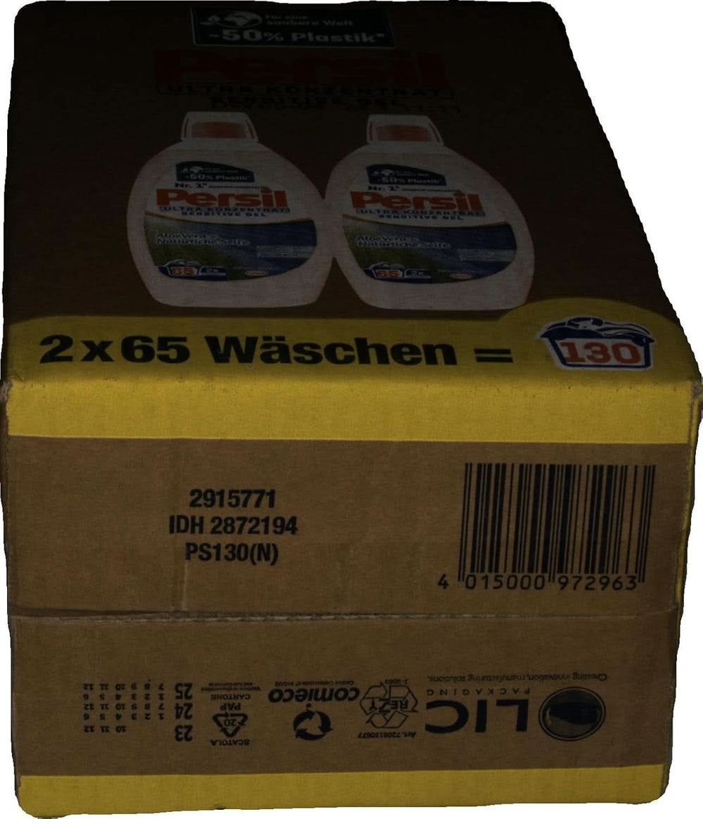 Persil Ultra Concentrate Sensitive Gel (130 Waschgänge), Flüssigwaschmittel für Allergien und Babys in einer kleineren Flasche für weniger Plastik, Entfernt hartnäckige Flecken, Dermatologisch getestete Waschmittel von Naty Shop