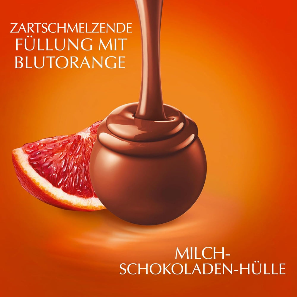Lindt LINDOR Rot-Orangen-Schokoladenkugeln | 1 kg wiederverschließbarer Beutel | ca. 80 Pralinen mit zartschmelzender Füllung | Großpackung, Schokoladengeschenk