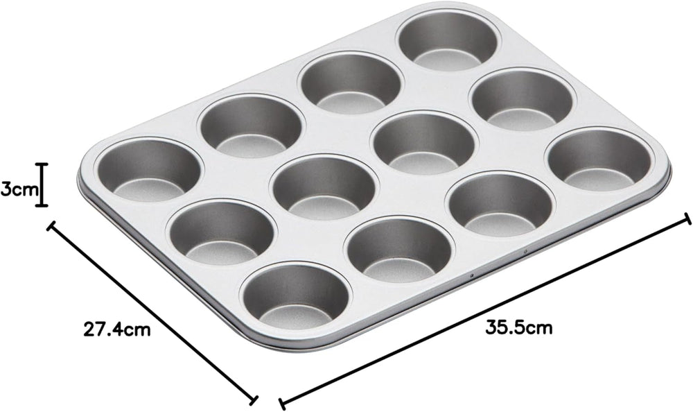 Kitchen Craft Muffin-Backblech, Antihaftbeschichtung, für 12 Muffins, 35 cm x 27 cm, Naty Shop Backformen und -bleche