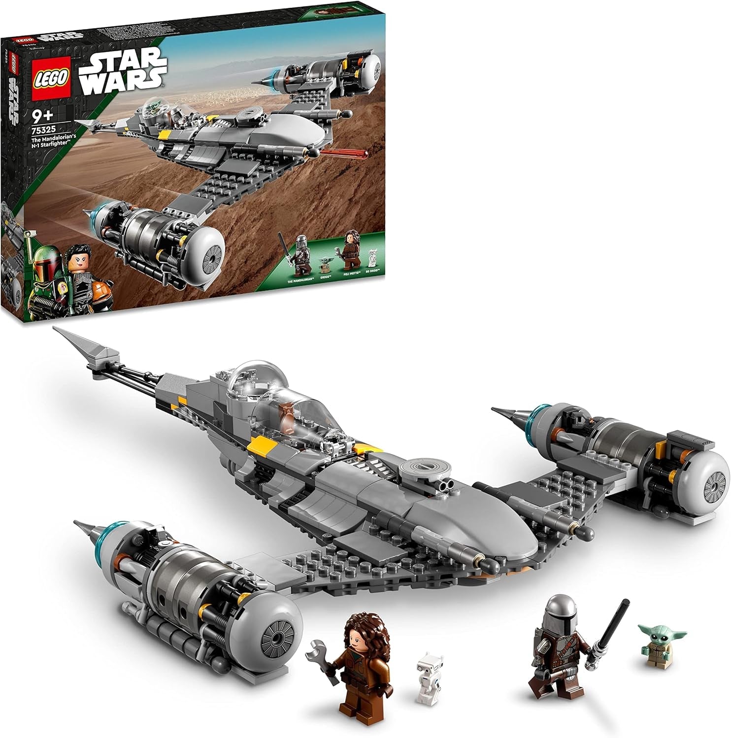 LEGO Star Wars The Mandalorian Fighter N-1 from the Book of Boba Fett Building Toy with Spaceship Set of 4 Characters Inclusive Baby Yoda Figure 75325 Building Sets Besuchen Sie den LEGO-Store Single