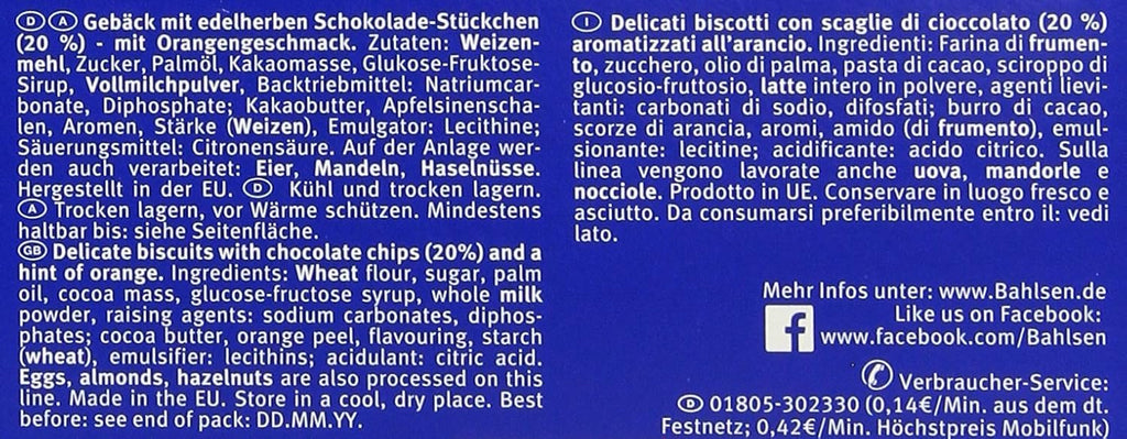Bahlsen Chokini - Pachet de 2 - Aluat fraged cu bucăți de ciocolată și aromă de portocale (1 x 150 g)