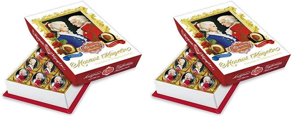 Reber Mozartkugeln mit Zartbitterschokolade, 6er Pack mit Marzipan und Nougat, vegan – 1 x 120 g